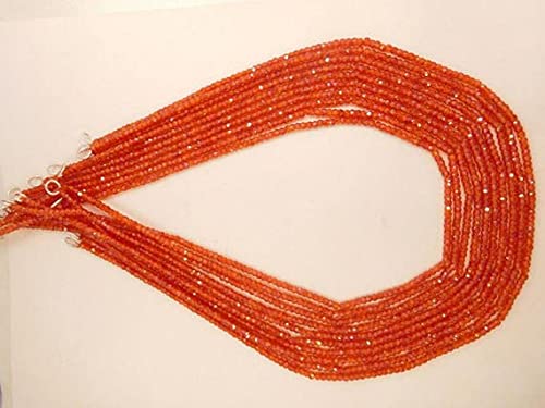 Zircon orange naturel perles rondelles facettées 3-3.5mm pour fabrication bijoux