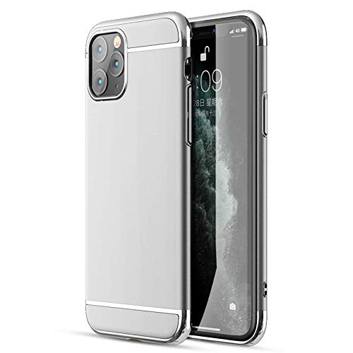 iPhone 11 Pro Max Case, CROSYMX 3 in 1 Ultra Thin and Slim Hard Case Coated Non Slip Matte Surface with Electroplate Frame for Apple iPhone 11 Pro Max (6.5'')(2019) - Silver (Renewed)