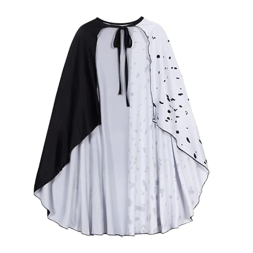 Disfraz de Cruella de Vil Mujer: Ideas y Accesorios para Halloween Capa Cruella Devil Mujer, Cruella Devil para Disfraz Dalmata Adulto Mujer Halloween (Capa 110CM)