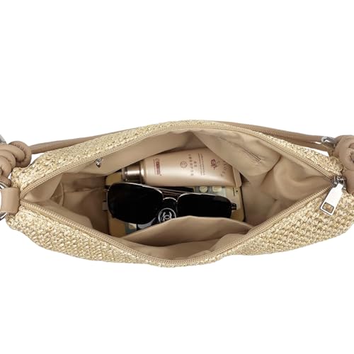 Image of Women Straw Purse Shoulder Handbag Woven Hobo Bag for Beach