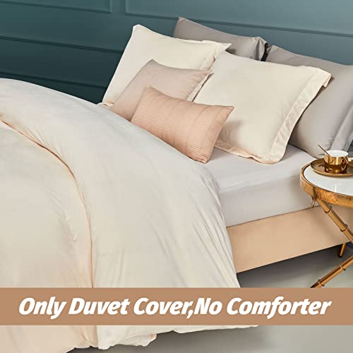 Tametra Queen Size, Ultra Soft Velvet Duvet Cover Set With Zipper Closure, Plush Brushed Microfiber Bedding, 1 Duvet Cover 90"X90" And 2 Pillow Shams (Cream) #TOP1