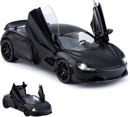 Image of FEXXA 1.18 Scale McLaren 720S Die-Cast Metal Car with Sport car Openable Doors Light and Sound,Pull Back Function Indoor Outdoor Toy for Kids (Black)