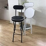 Sillas plegables acolchadas portátiles con soporte trasero, patas de metal resistentes, taburetes de bar para isla de cocina y restaurante, color negro, 55 cm