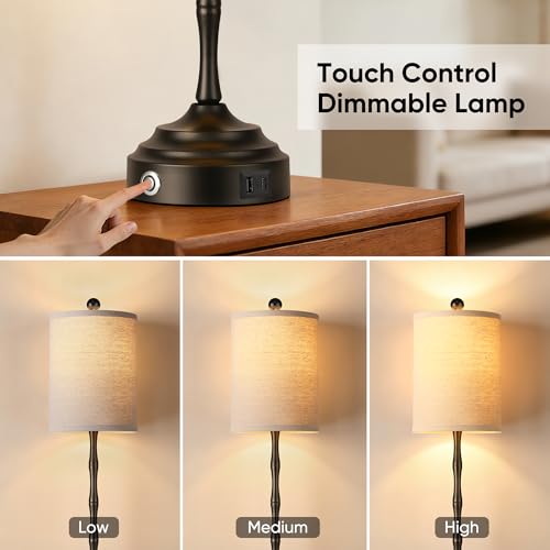 Tall Skinny Beside Lamps Set of 2, Modern Buffet Table Lamps for Bedroom - image 2