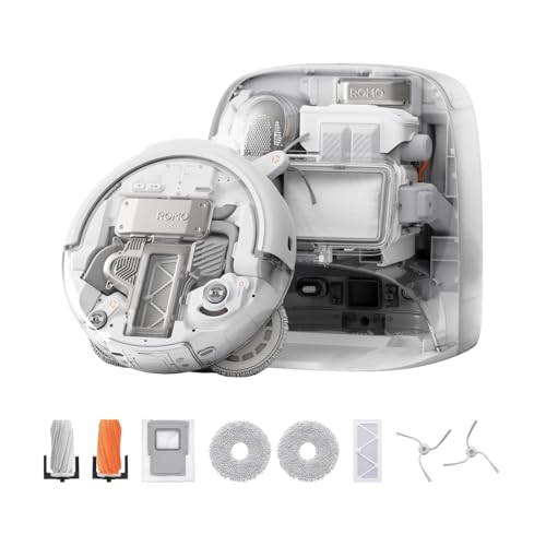 Image of DJI ROMO P With Accessory Kit, Robot Vacuum With Transparent Design, 25,000 Pa Suction, Drone-Level Obstacle Sensing, Anti-Tangle Roller Brush, 200-Day Maintenance-Free Self-Cleaning Base Station