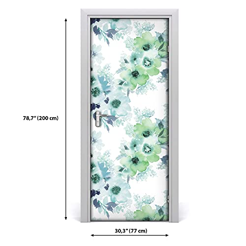 Autocollant de porte imperméable décoration florale Magic-Stick lavable