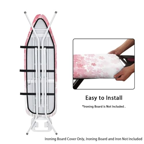 Image of Novelty Ironing Board Cover, Gradient Pink Floral Pattern 15x54 Ironing Board Cover, Stain Resistant and Non Slip, Elastic Edges,Fashion Home Decoration