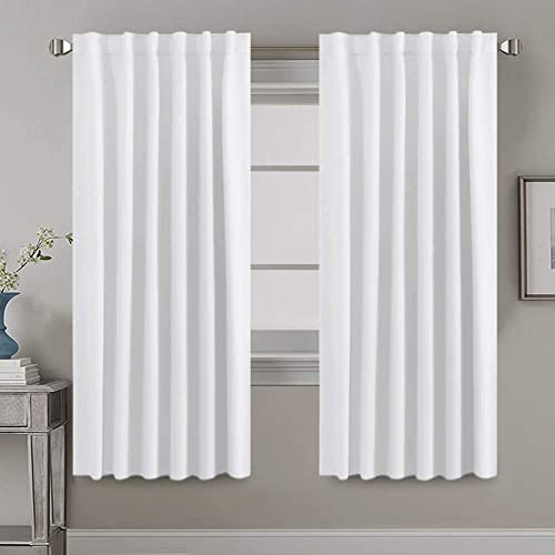 Image of H.VERSAILTEX White Curtains Thermal Insulated Window Treatment Panels Room Darkening Privacy Assured Drapes for Living Room Back Tab /Rod Pocket Bedroom Draperies, 52 x 72 Inch, 2 Panels
