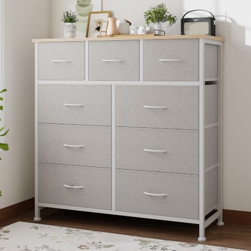 HAPPYMONT Fabric Dresser for Bedroom with 9 Drawers, Storage Tower by HAPPYMONT - Used condition - US$49.34