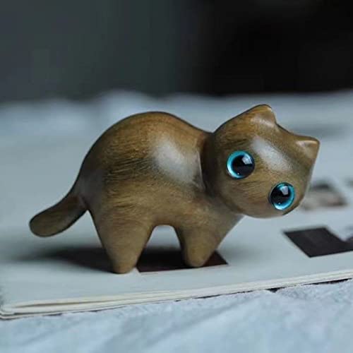 Estatua de Gato Tallada a Mano en Madera de Sándalo miniatura 5