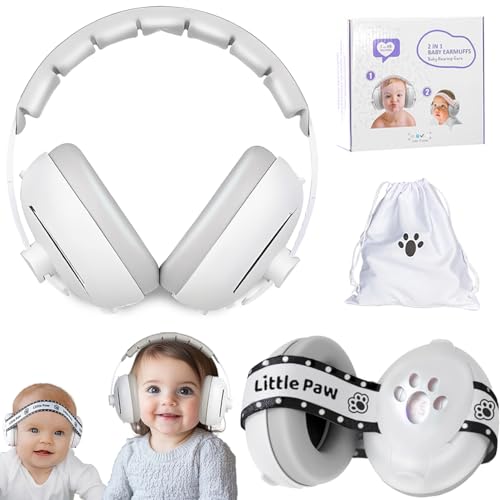 Image of 2-in-1 Baby Ear Muffs Noise Protection for Baby Toddler up to 48 Months - CE Certified - Adjustable Infant Noise Cancelling Headphones Against Hearing Damage & Improves Sleep, Baby Airplane Essentials