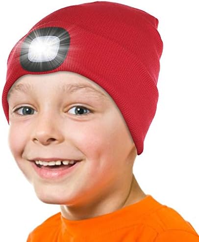 Tutuko Unisex LED Beanie with Light for Kids, Winter Knitted Hat ...