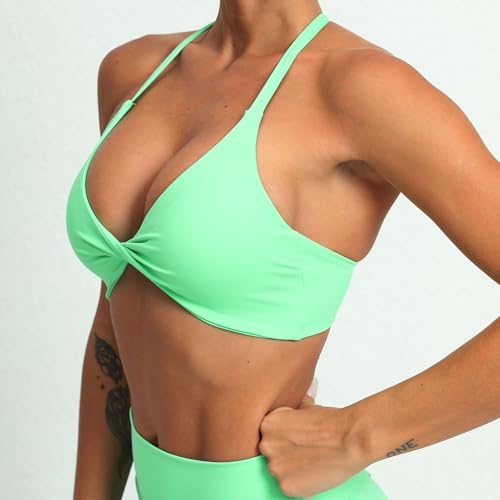 Image of ABOCIW Sports Bras for Women Twist Criss-Cross Back Padded Workout Tank Tops Low Impact Gym Yoga Bra