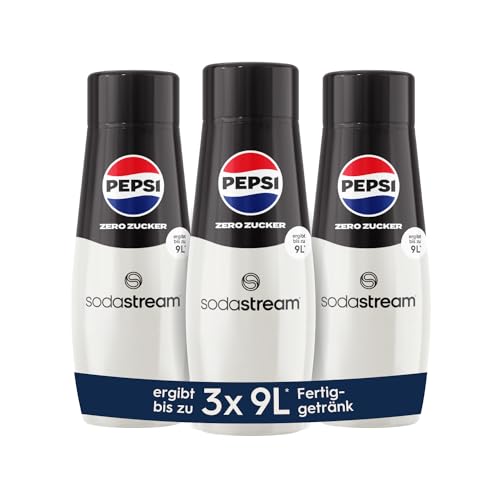 SodaStream 3 jarabes Pepsi Zero Azúcar – 1 botella produce 9 litros de bebida preparada, preparado en segundos y siempre fresco, 440 ml