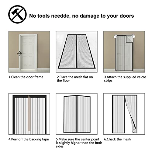 Fliegengitter Balkontür 65x210, SHA2WEN Fliegengitter Tür Schwarz, Genießen Sie den Sommer mit Ihrer Familie