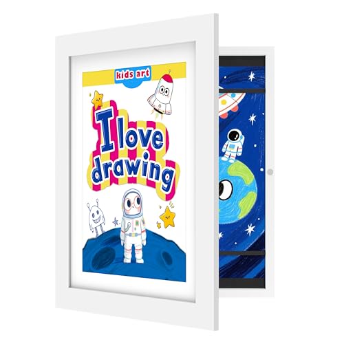 FrameWorks 10"x12.5" White Wooden Kids Art Frame with Magnetic Door