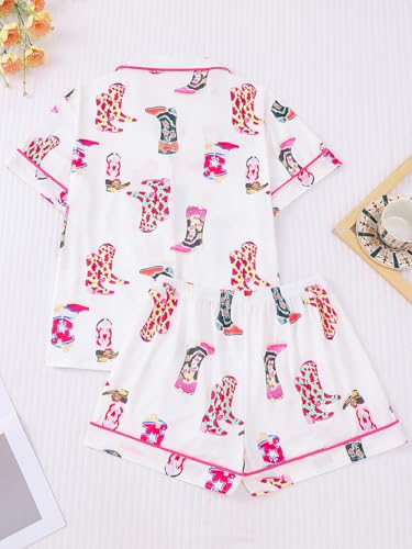 RONGTAI Womens Pajama Sets Button Down Short Sleeve Lapel Shirt with Pocket Matching Pj Shorts Two Piece Loungewear Set3