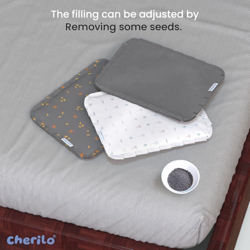 Image of Cherilo Mustard Seed Baby Comfort Cushion | Adjustable Filling | Soft Cotton Cover | 28 x 21.5 x 2 cm - White Abstract Pattern