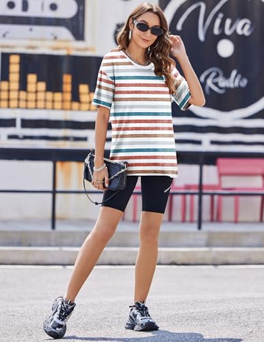 Image of Ekouaer 2 Pack Womens Tops Short Sleeve Oversized T Shirts Summer Spring Tops 2025 Basic Casual Tee Top S-XXL