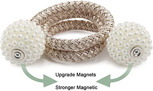 Image of Home Cloud Magnetic Curtain Tiebacks Convenient Drape Tie Backs - Pearl Decorative Rope Holdback Holder for Window Drapries Color Multi (1pair 2 pcs) (Beige.)