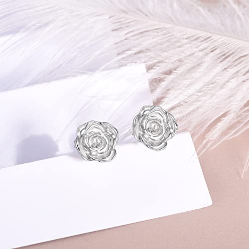 925 Sterling Silver Rose Flower Earring Plated Rose Gold Earrings Jewelry Gifts for Women Teens3