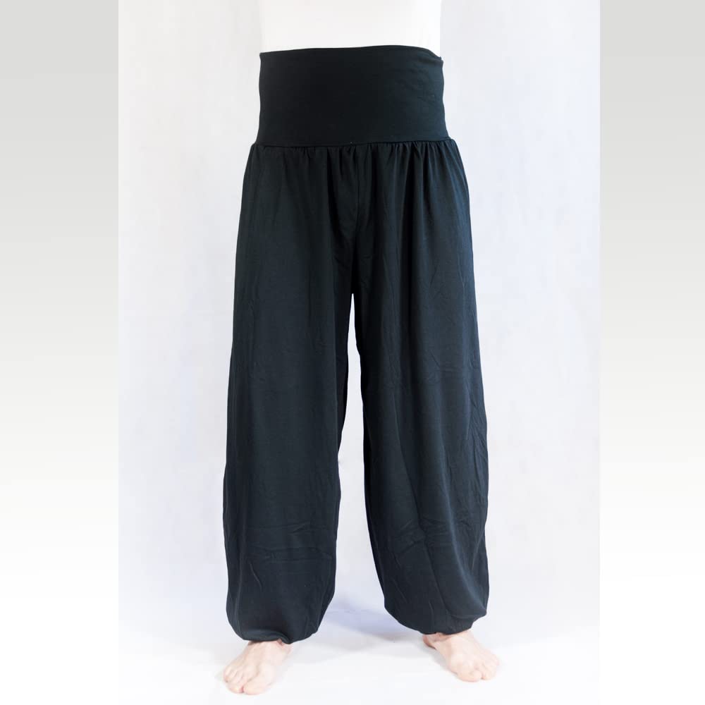 SAVARI | Pantaloni a Sbuffo con Tasche | Modello Aladin | Harem | Stile Orientale, Ampio, Lungo e Confortevole | Ideale per Lo Yoga | Donne e Uomini | Grigio, Bianco, Vino, Nero, Blu Navy | S-3XL