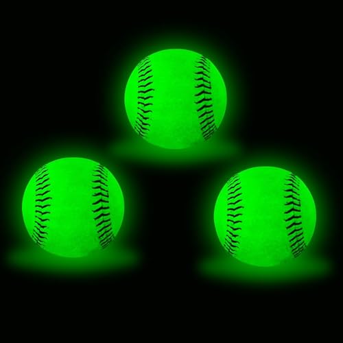 JibInfo Light Up Baseball, Glow in The Dark Baseball Luminous Base Balls for Day & Night Games and Training Gift for Fans Games Official (3 Pack)