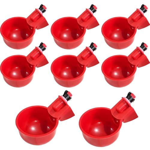 Chicken Water Cups, 8pcs Automatic Chicken Water Feeder, Poultry Waterer Kit Suitable for Chicks, Duck, Goose, Turkey and Bunny, 8-Pack