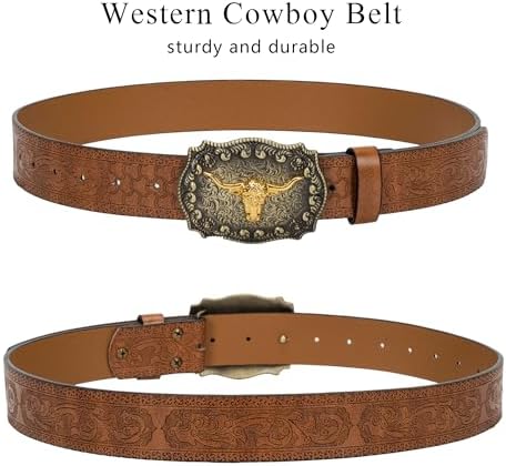 Großhandel Punk Männer Frauen Western Schnalle Cowboy Gürtel Retro Cowgirl geprä