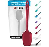 Di Oro Seamless Series Pro Grade Silicone Spoon Spatula - BPA Free Pro-Grade Non-Stick 600ºF Heat-Resistant Rubber Spoonula - Versatile Silicone Kitchen Scraper Utensil for Baking and Cooking (Red)