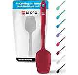 DI ORO Silicone Spoon Spatula - 600°F Heat-Resistant Large Silicone Spoonula Scraper - BPA Free Nonstick Cookware Safe Rubber Kitchen Utensil for Baking, Cooking, & Mixing - Dishwasher Safe (Red)