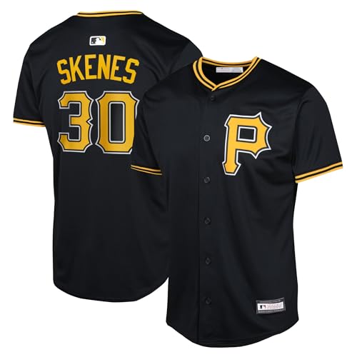 Outerstuff Paul Skenes Pittsburgh Pirates MLB Kids Youth 8-20 Black Alternate Player Jersey (US Numeric 14 16 Regular Paul Skenes Pittsburgh Pirates Black)