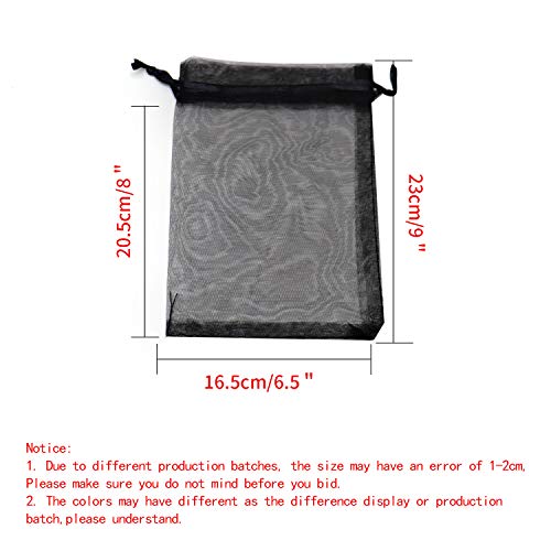 Image of Bezall 100Pcs Black Organza Bags 7x9 inch, Large Halloween Mesh Bags Drawstring Jewelry Gift Pouches Valentine Wedding Party Favor Bags