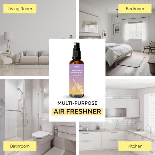 Image of Lavender and Chamomile Room, Linen & Pillow Spray by Aromafume | 100ml /3.38 fl oz | with Pure Lavender Essential Oil | Aromatherapy Spray for Relaxation, Sleep & Stress Relief