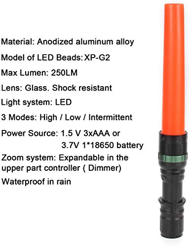 Ultrafire 11-Inch Signal Traffic Wand Led Flashlight With Strobe Mode, Wrist Strap Lanyard, 250 Lumens, Orange Finish #TOP3
