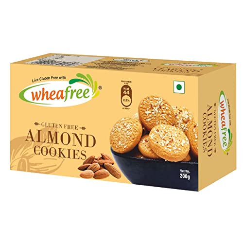 Image of Wheafree Gluten Free Almond Cookies (Pack of 3 x 200g each) | Tasty, Crunchy & Flavoured Cookies | Best Tea Time Snacks | Nutritious | Gluten Free