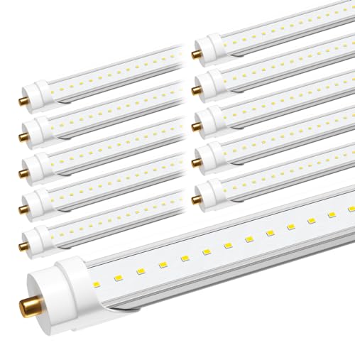 ONLYLUX T8 8ft LED Bulbs F96T12 Led Replacement 8 Foot Led Lights 6000K 40W 4800LM (100W 8 Fluorescent Equivalent) Single Pin FA8 Base 110V 120V 277V Input Clear Cover (10 Pack)
