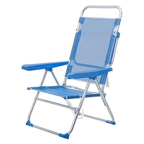 LOLAhome Tumbona Cama de Playa 4 Posiciones de Aluminio y textileno (Azul)