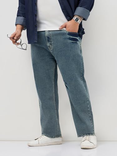 Image of Urbano Plus Men's Regular Fit Heavy Washed Denim Jeans Stretchable