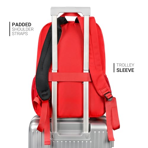 Image of ZORFIN 26L Backpack for College, and Travel: Water Resistant Bookbag - Red