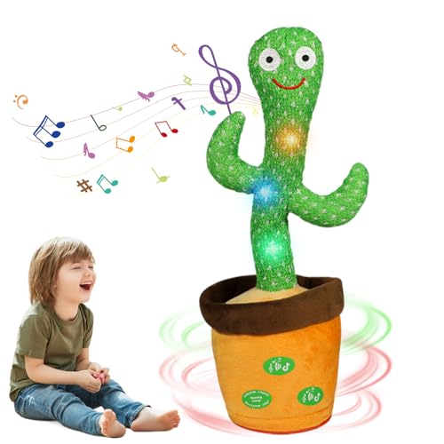 MeHoo Talking Cactus Toy, Dancing Cactus Toy Repeat What You Say, Funny Plush Interactive Figures for Kids, Singing Lighting Voice Recording Plush Learning Toys with Volume Control 120 Songs