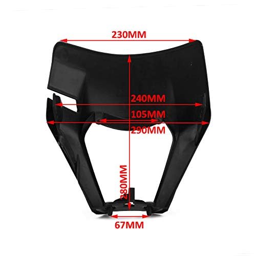 Runfarr Motorrad Scheinwerfermaske,Motorrad Lichtmaske Lampenschirm für 125 150 250 300 350 450 500 EXC XCW EXC-F 2017 2018 Dirt Bike Enduro Motocross Supermoto-Schwarz