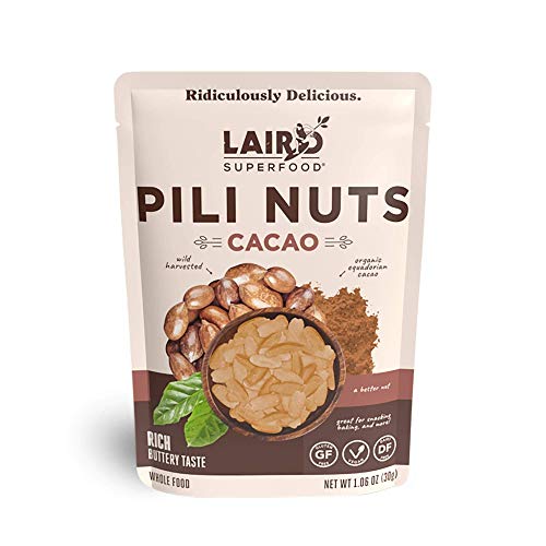 Laird Superfood Cacao Pili Nuts - Vegan and Keto Snacks, Low Carb and High Fat On The Go Fuel, 3, 1oz Packs