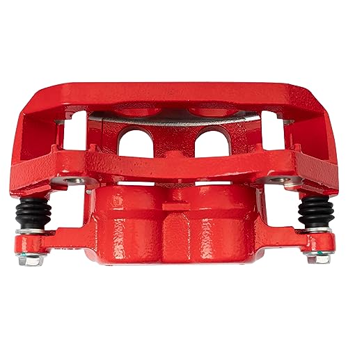 Image of TRQ Front Driver and Passenger Side Brake Caliper Set Caliper Brackets Hardware Compatible with 11-12 Ford Explorer 13-18 Explorer with Standard Duty Brakes 12-18 Taurus Limited