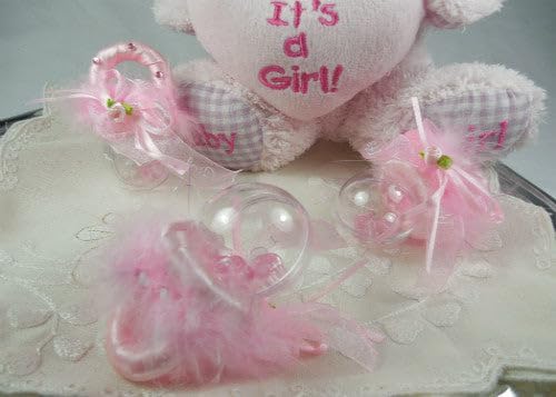JenlyFavors Baby Pacifier Rattle Favors Pink( 12 Pieces )