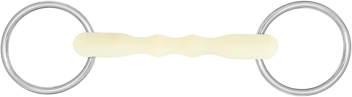Happy Mouth Mullen Shaped Loose Ring Bit - Apple Scented Durable Stainless Steel Rings Soft Polymer Middle Horse Riding Tack Mild Snaffle Mouthpiece Bit