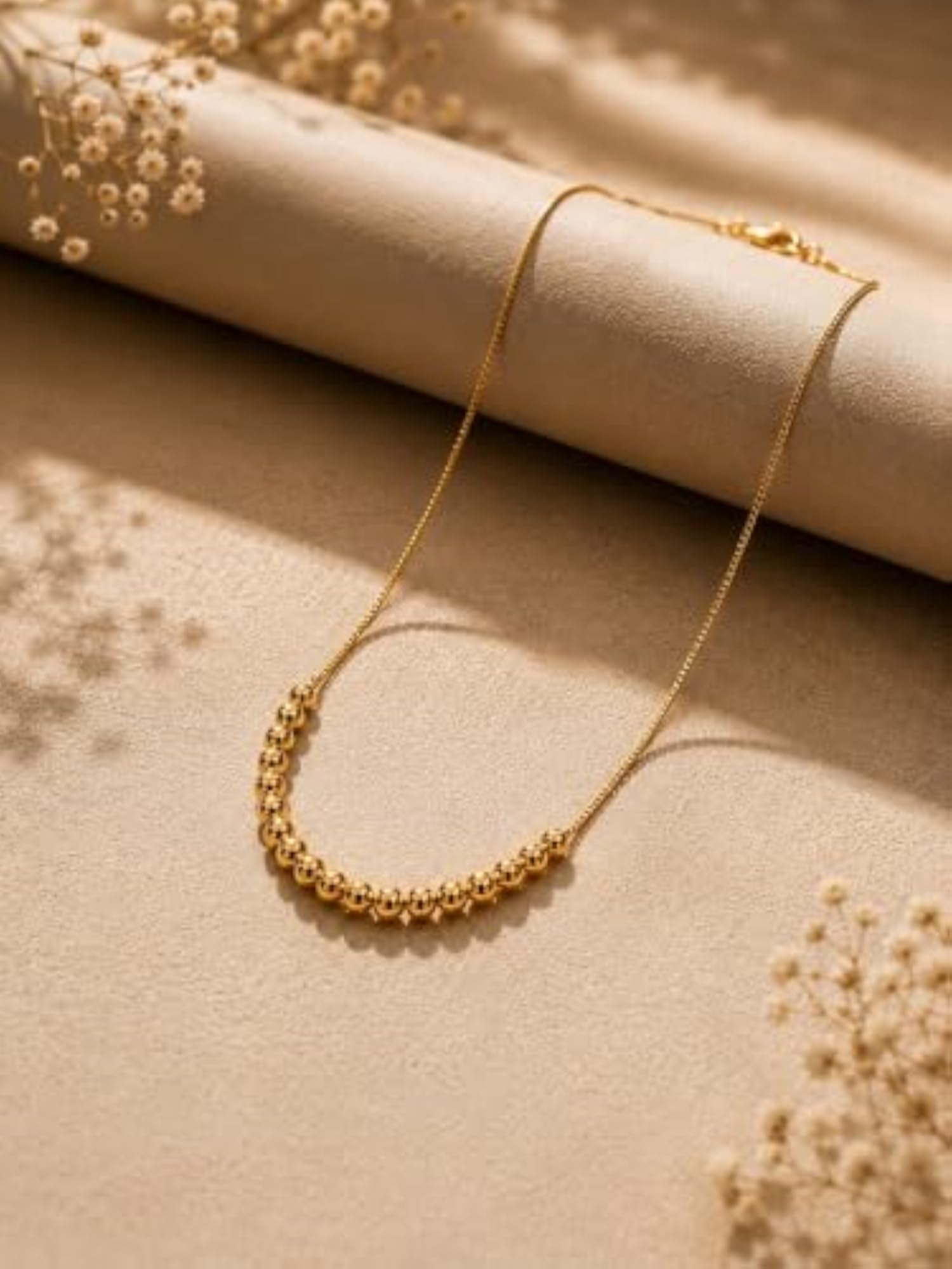 Women's Elegant 18K Gold Plated Bead Necklace