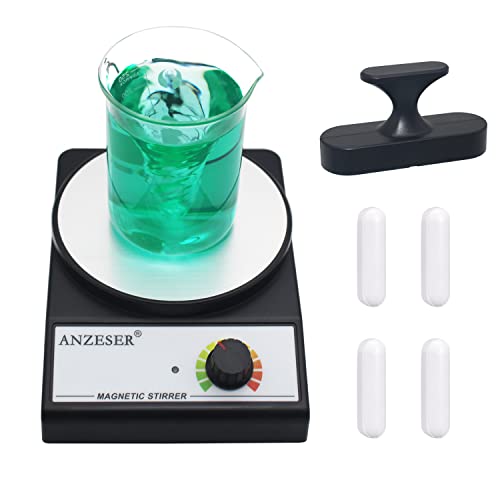ANZESER Magnetic Stirrer with 4PCS Stir Bars Set Stir Plate with Stir Bar Retriever (NO Heating) 3000mL Magnetic Mixer 3000RPM Lab Stirrer