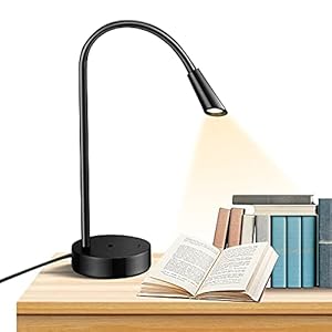 Lampe de bureau à LED, lampe de bureau à col de cygne en silicone flexible, lampe de table pour la lecture avec port de chargement USB, 180LM/3000K/3W/100-240V