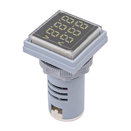 Tiardey LED Display Voltmeter 22mm Square Dual Display Panel Voltmeter Ammeter 60-500V Meter Indicator Voltage Tester (White) - Image 2
